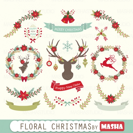 FLORAL CHRISTMAS CLIPART