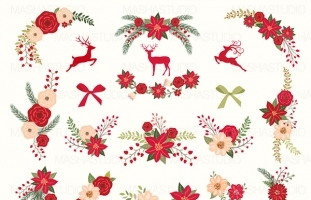 CHRISTMAS FLOWERS CLIPART