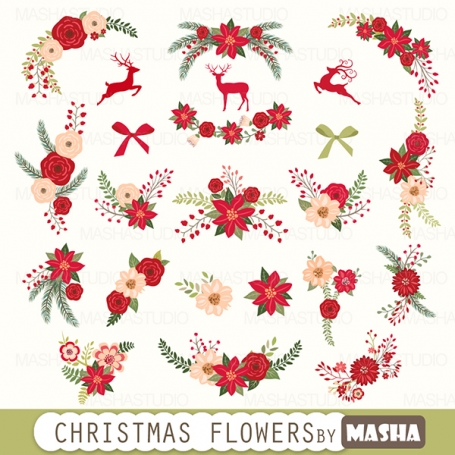 CHRISTMAS FLOWERS CLIPART