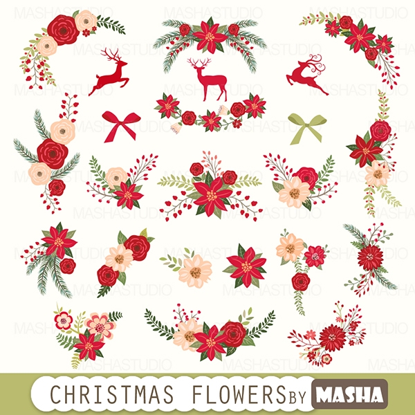 Download CHRISTMAS FLOWERS CLIPART 