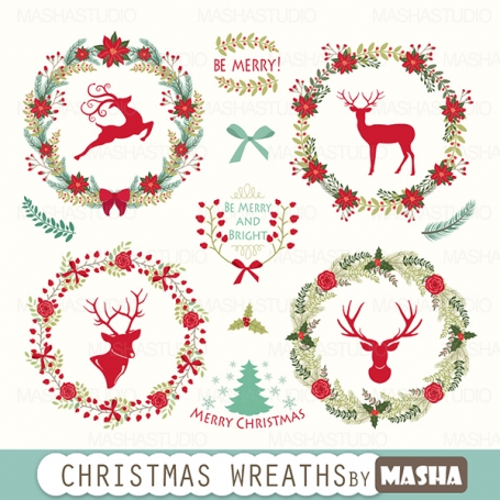 CHRISTMAS WREATHS CLIPART