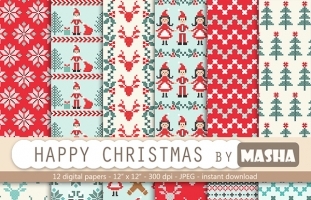 HAPPY CHRISTMAS DIGITAL PAPERS