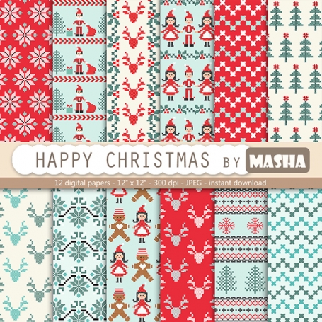 HAPPY CHRISTMAS DIGITAL PAPERS