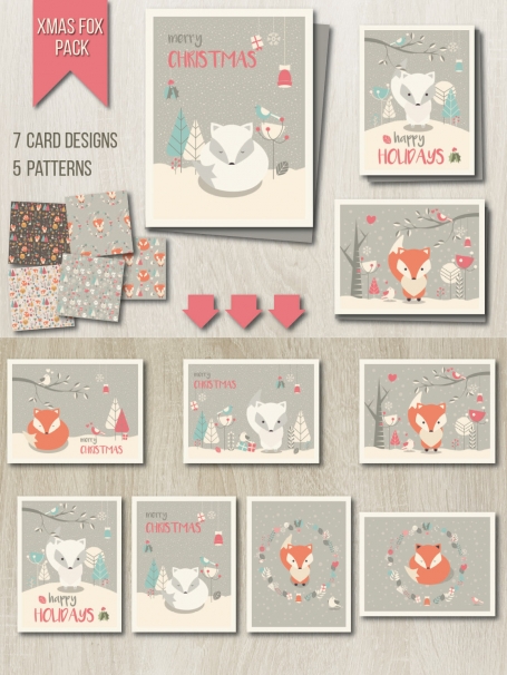 Xmas Fox Pack ► Cards + Patterns