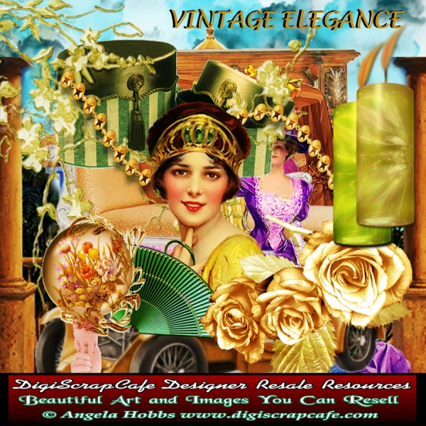 Download Vintage Elegance Scrapbook Kit Antique Transparent PNG PSD Photoshop 