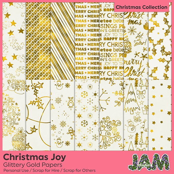 Download Christmas Joy - Glittery Gold Papers 