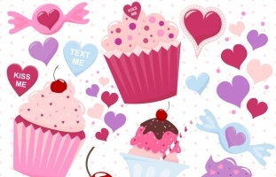 Digital Valentine Sweets, Cupcake