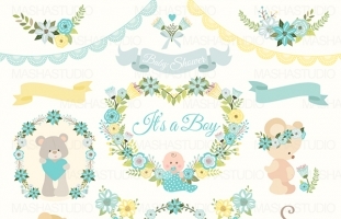 BABY BOY SHOWER CLIPART