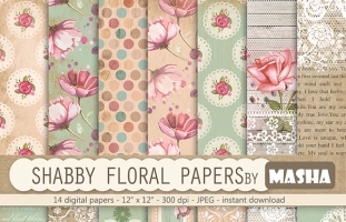 SHABBY FLORAL DIGITAL PAPERS