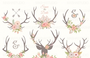 WEDDING ANTLERS CLIPART