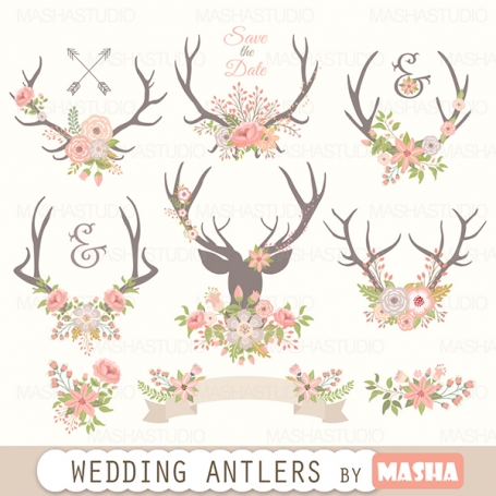 WEDDING ANTLERS CLIPART