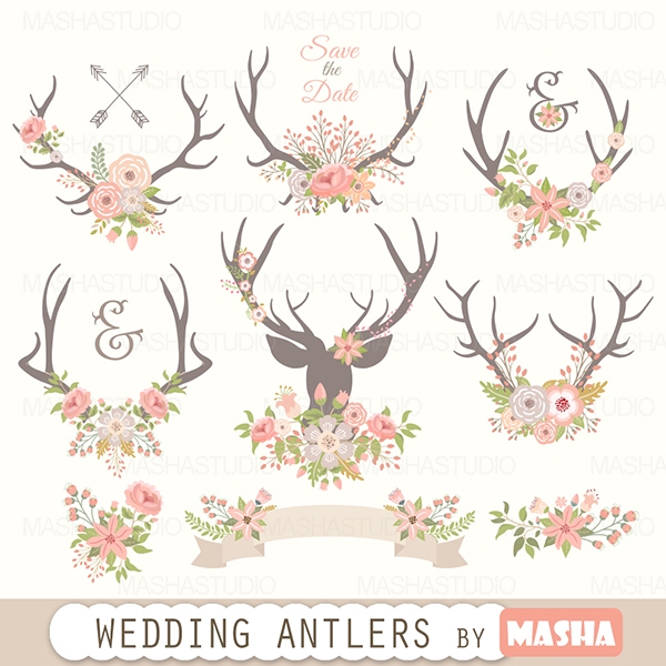 Download WEDDING ANTLERS CLIPART 