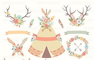 Floral Tribal Clipart