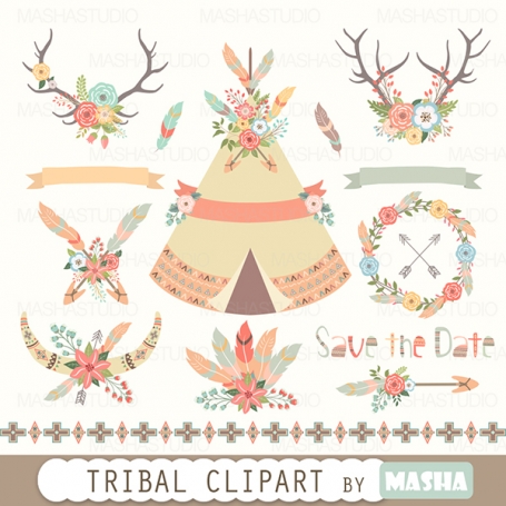 Floral Tribal Clipart