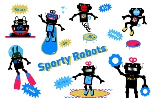 Sporty Robots Clipart