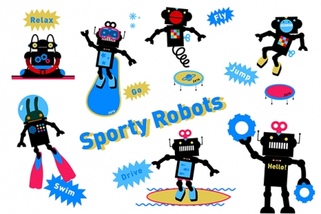 Sporty Robots Clipart