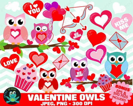 Valentines Owls Clipart 