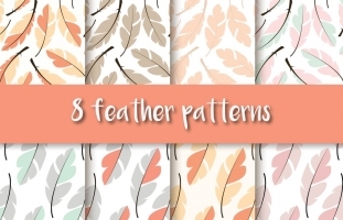 8 seamless feather patterns