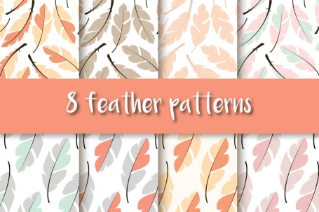 8 seamless feather patterns