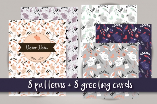 Download 8 patterns + 8 greeting cards 