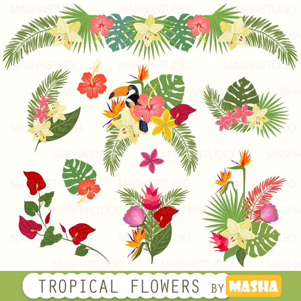 Download TROPICAL FLOWERS CLIPART 