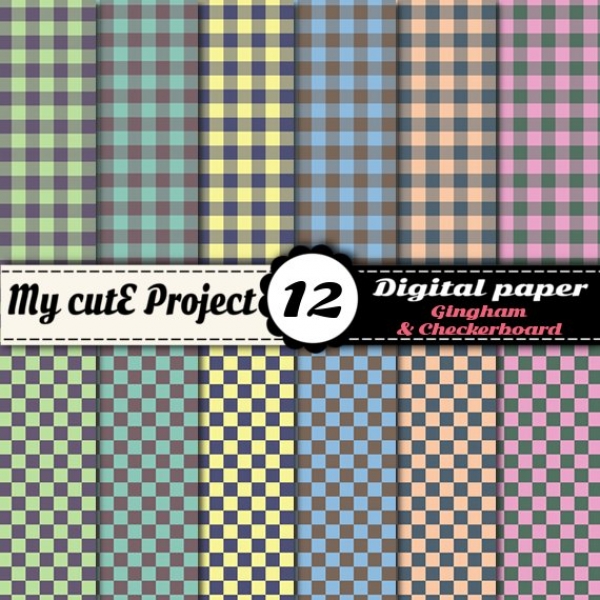 Download Gingham & Checkerboard - Digital Scrapbooking Paper 