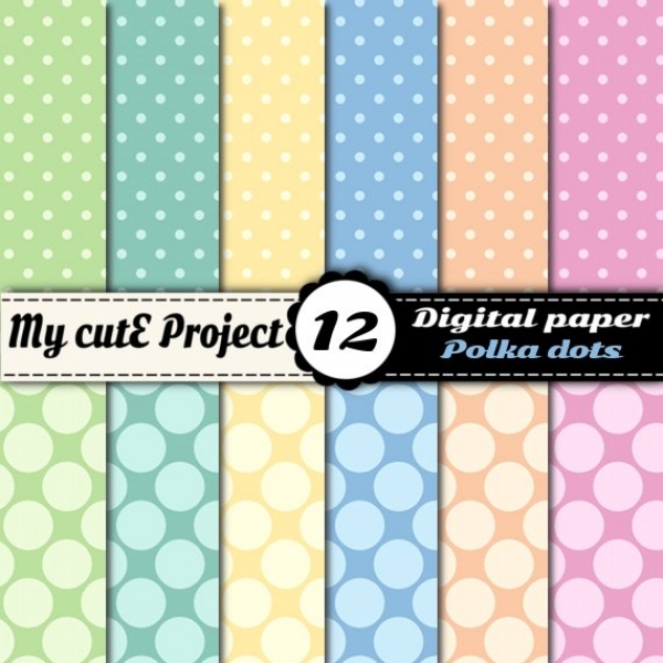 Download Small & Big Polka Dots Pastel -Digital Scrapbooking Paper  