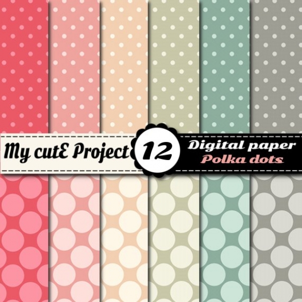 Download  Small & Big Polka Dots - Digital Scrapbooking Paper 