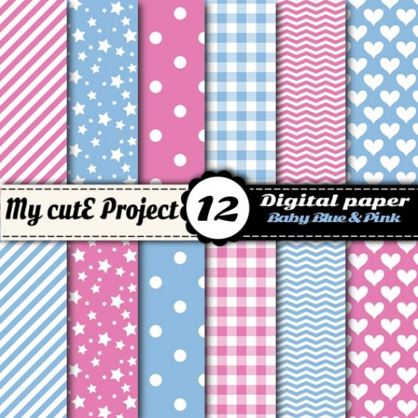 Download Baby Blue & Pink - Digital Scrapbooking Paper  