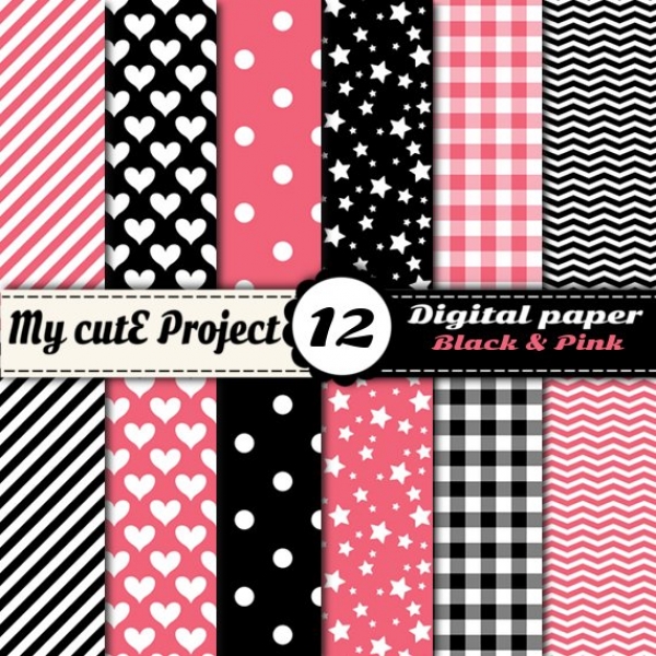 Download Black & Pink - Digital Scrapbooking Paper  