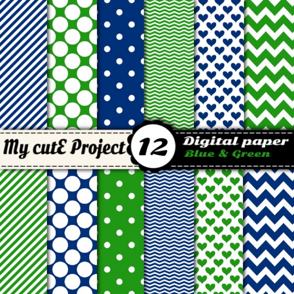 Download Blue & Green - Digital Scrapbooking Paper  