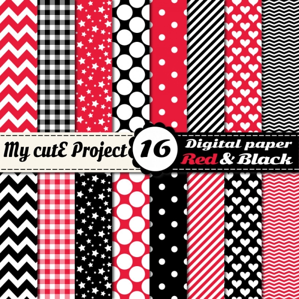 Download Red & Black- Digital Scrapbooking Paper 