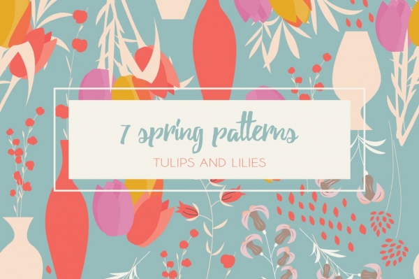 Download 7 Spring Patterns - Tulips & Lilies 