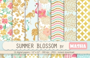 SUMMER BLOSSOM DIGITAL PAPERS