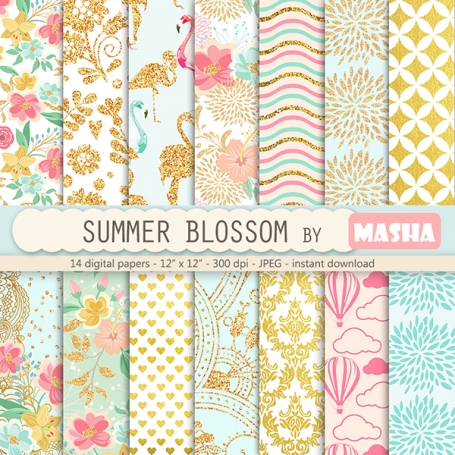 SUMMER BLOSSOM DIGITAL PAPERS