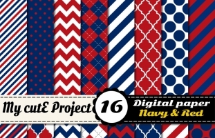 Navy Blue & Red Digital