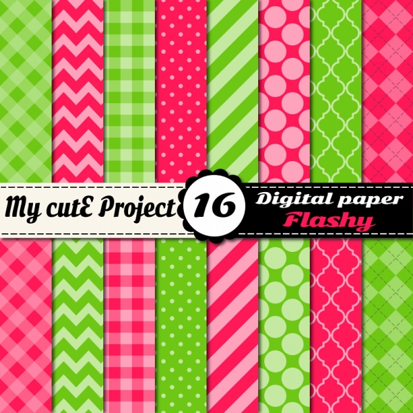 Download Pink & Green Digital Paper Scrapbooking 