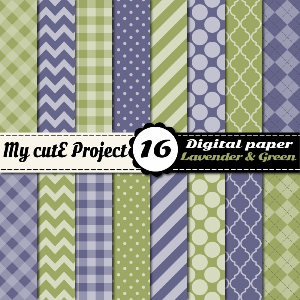 Download Lavender & Green Digital Scrapbooking Paper  