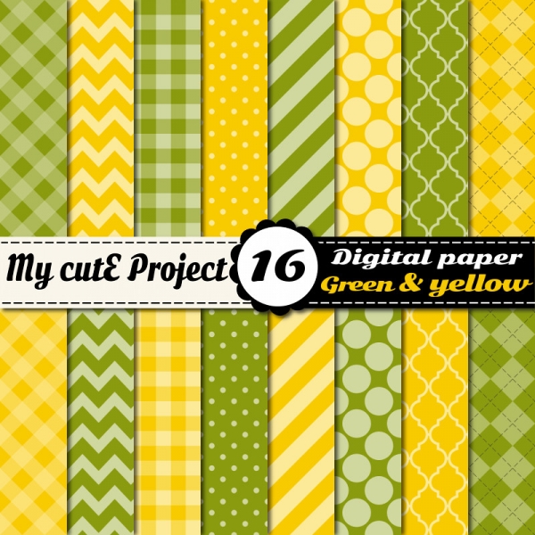 Download Green & Yellow Digital Paper Scrapbooking  