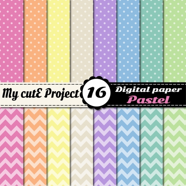 Download Pastel Polka Dots & Chevron Digital Scrapbooking Papers 