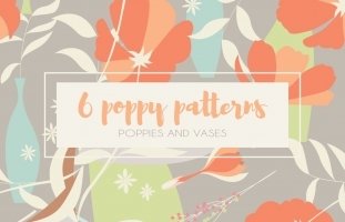 6 Poppy Seamless Patterns