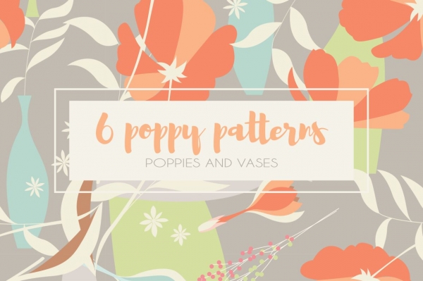 Download 6 Poppy Seamless Patterns 