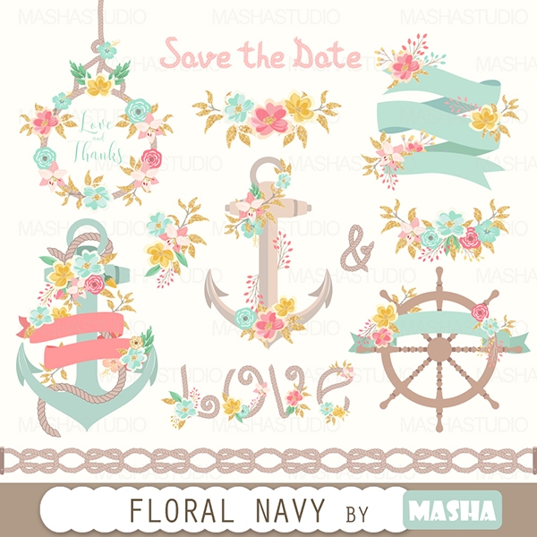 Download Floral Navy Clipart 