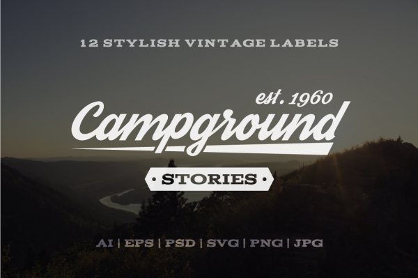 Download Outdoor Vintage Labels & Logos Set 