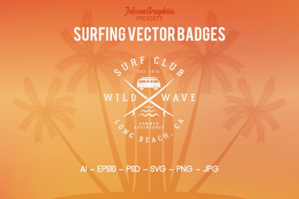 Download Summer Surfing Badges & Elements 