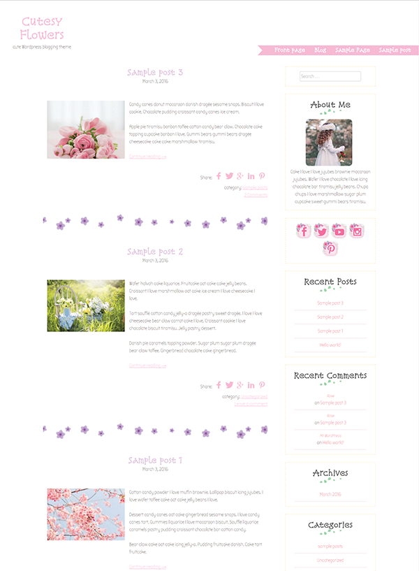 Download Cutesy Flowers Wordpress Theme 