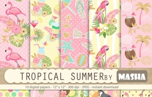 Tropical Summer Digital Papers