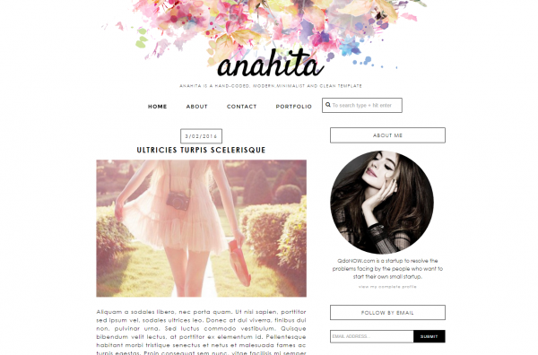 Download Anahita - Feminine Responsive Blogger Template 