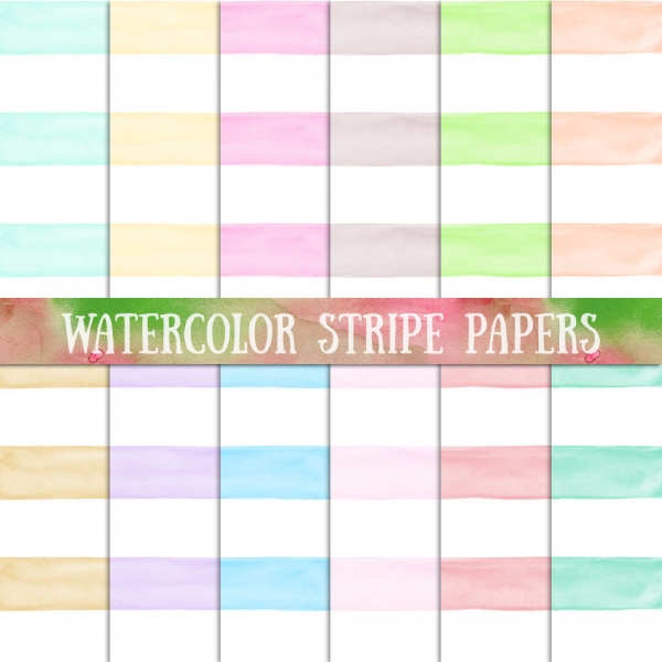 Download Digital Paper with Pastel Watercolor Stripes 