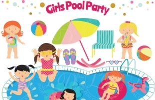 Pool Party Clipart - Girls 